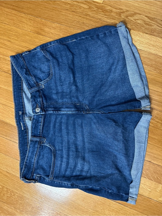Old Navy Pants - Old Navy Dark Blue Roll Cuff Denim Shorts Size 16